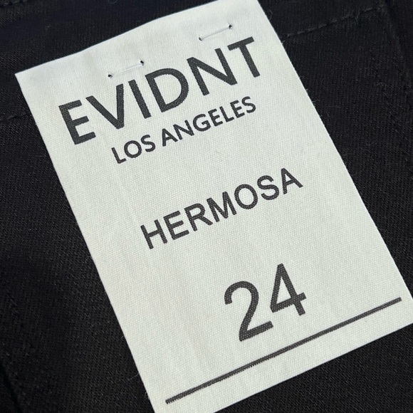 EVIDNT Los Angeles Hermosa Cropped Skinny Jeans Frayed Notched Hem Black NWT 24 - Picture 4 of 4